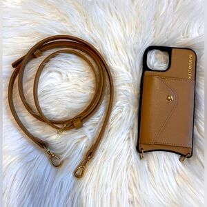Donna Side Slot Crossbody Bandolier Tan/Gold - 14 / iPhone Regular